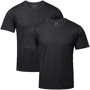 DANISH ENDURANCE T-Shirts pour Homme, T-Shirts en Coton Bio, Multipack, Manches Courtes, Melange Doux Prémium, Lot de 2, Col Rond - Noir, XL