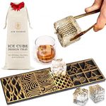 Clear Ice Cube Design Tray - Craft Modern Ice Molds for Bourbon & Cocktails in 5 Seconds - Whiskey Ice Mold Ice Cube Stamp – Bartender Accessories - Clear Ice Cocktails by Ash Harbor (Elements)