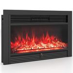 Giantex 33" Electric Fireplace Insert, Wall Recessed/Mounted, Freestanding Fireplace with Remote Control, 3 Color Adjustable Flames, 2 Modes Heat, 8H Timer, 5 Brightness, 750/1500W Heater