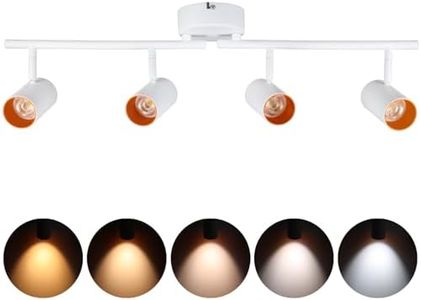 LEONLITE 36W 5CCT 4-Head LED Track Lighting Dimmable, 2700K/3000K/3500K/4000K/5000K Selectable, CRI90, Anti-Glare Integrated Ceiling Spotlight, Adjustable Light Head for Accent Task Lighting, White