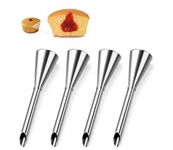 4PCS Cream Icing Piping Nozzle Tip, Stainless Steel Long Puff Nozzle Tip Cream Filler Filling Cupcakes Doughnuts Pastry Tool