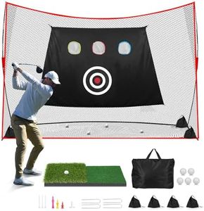 Golf Net: 10x7ft Heavy Duty Golf Practice Net for Indoor/Outdoor Training, Multi-Target Golf Hitting Net with Dual-Turf Golf Mat, Ideal Golf Training Aid for Golfers Backyard Driving Chipping Swing