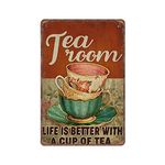 DAIERCY Tea Room Tin Signs, Coffee Shop Decor Funny Vintage Metal Sign Plaqu Poster Wall Art Pub Bar Kitchen Garden Bathroom Home Decor, 140x200 mm