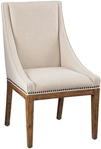 Hekman Bedford Park Upholstered Dining Side Chair - Cushioned Chair with Linen Seat and Nickel Nailhead Trim, Comfortable Seating, Home Furniture, Perfect for Dining Room, Living Room and Formal Venue