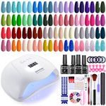 JEWHITENY 43PCS Gel Nail Polish Kit with UV Light 120W LED Nail Lamp 40 Colors Gel Nail Polish Set Manicure Tools All-In-One Nail Gel Kit
