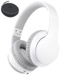 Rockpapa E7 Wireless Headphones Over Ear, Kids Bluetooth Headphones with Microphone, Foldable Hi-Fi Stereo, Wireless Wired Headphones for Phone/PC/TV, Include Travel Case, White Grey