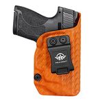 M&P Shield 9mm Holster, Carbon Fiber Kydex Holster IWB For Smith & Wesson M&P Shield 9mm .40 M2.0 S&W With Integrated Laser, Inside Waistband Concealed Holster M&P Shield 9mm With Laser, Orange, Right