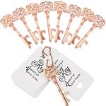 WODEGIFT 100 PCS Wedding Favors Bottle Opener,Vintage Skeleton Key Bottle Opener,Key Bottle Openers with Escort Tag Cards and Key Chains Wedding Gifts for Guest（Rose Gold）