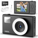 CIMELR Digital Camera, UHD 4K Kids Camera, 48MP 16X Digital Zoom Point and Shoot Camera, Auto Focus, 3-Speed Fill Light, Anti-Shake Compact Small Camera for Teen Adult Beginner(Black)