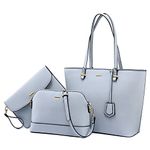 Handbags for Women Shoulder Bags Tote Satchel Hobo 3pcs Purse Set Light Blue