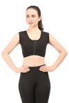 Post Surgical Medical Compression Bra || HIGH Compression || Cotton Fabric || Sports Bra || Breast Augmentation Bra || Surgical Recovery Supporter || (Large, Black)