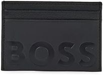 BOSS Mens Big BB S Card Grained-Leather Card Holder with Embossed Logo