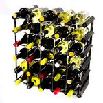 Classic 30 Bottle Black Stained Wood and galvanised Metal Wine Rack Ready Assembled