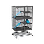 MidWest Homes for Pets Deluxe Ferret Nation Double Unit Small Animal Cage, Assembled Cage is 91.44 L x 60.96 W x 160.02 H centimeters, Gray Quartz, Model 182