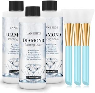 LANBEIDE Updated Diamond Painting Sealer 200ML with Silicone Brush 3 Packs, 5D Diamond Painting Glue Sealer for Dimaond Painting Coasters Permanent Hold & Shine Effect for Jigsaw Puzzles (21 OZ)