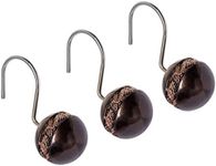 Creative Scents Brown Shower Curtain Hooks Decorative - Set of 12 Shower Hooks for Shower Curtain - Durable Shower Rings for Curtain (Dublin Collection)