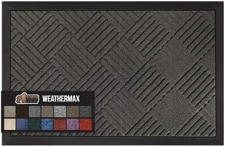 Gorilla Grip 100% Waterproof All-Season WeatherMax Doormat, 47x35, Durable Natural Rubber, Stain and Fade Resistant, Low Profile, Indoor Outdoor Door Mats, Easy Clean Patio Entrance Mat, Gray Diamond