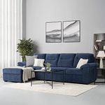 Wakefit Sofa Set For Living Room 3 Year Warranty L Shape Sofa, Sofa Set, Wooden Sofa Set For Living Room, 3-Person Sofa + Left Aligned Chaise - Lounger (Fabric, Cobalt Blue)