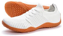 WHITIN Women's Low Zero Drop Shoes Minimalist Barefoot Trail Running Camping Size 8.5 Wide Toe Box for Female Lady Fitness Gym Workout Sneaker Tennis Flat Comfortable Treadmill White Gum 39