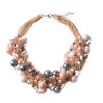 Charm Cluster Pearl Multi Strands Bubble Collar Bib Necklace Valentines Day Gift