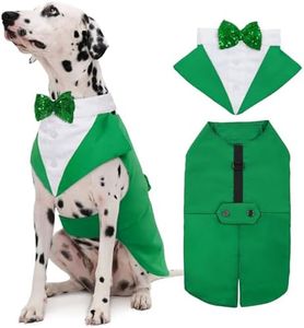 Kuoser Dog Tuxedo & Bandana Set - Prince Wedding Bow Tie Shirt Formal Attire for Large & Medium Dogs (Golden Retriever, Samo Bulldogs)