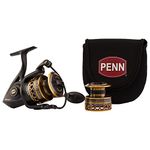 PENN Battle Spinning Reel Kit, Size 5000, Includes Reel Cover and Spare Anodized Aluminum Spool, Right/Left Handle Position, HT-100 Front Drag System,Black