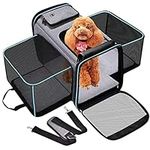 FURFUN Pet Carriers Soft-Sided Cat Carrier Airline Approved, Odorless Expandable Travel Carrier Bag with Fleece Pad for Cats, Puppy and Small Dogs