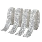 MAYCREATE® 4 Rolls Self Adhesive Bling Rhinestone Strips Diamond Ribbon, Glitter Resin Diamond Belt Sparkling Ribbon Stickers Wrap Crystal Roll for Wall Decoration, DIY Arts Crafts