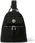 Baggallini Women's Naples Convertible Sling Crossbody Day Travel Backpack 12" Nylon Handbag W/RFID & Padded Tablet Compartment, Black, One Size
