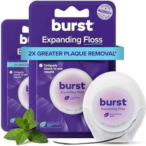 BURST Expanding Dental Floss (Mint Eucalyptus/80 Yards) | Stain Absorbing & Woven with Xylitol Coating to Fight Cavities | Vegan | Paraben Free