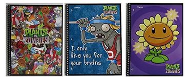 (Plants Vs Zombies) - Assortment of 3 Plants Vs Zombies Spiral Notebooks