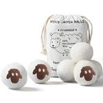 Wool Dryer Ball (Pack of 6 XL), Premium Reusable Dryer Balls, Eco Friendly Fabric Softener to Speed Up Dry Time, Save Your Money, Reduce Wrinkle and Anti-Static (brown sheep (update))