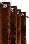 Vervique Heavy Soft Abstract Velvet Solid Emboss Texture Room Darkening Window Curtains 5 feet Long Set of 1 | Parde for Living Room and Bedroom | Eyelet Rings | Brown Curtain