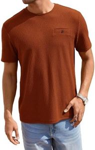 TAGDO Men's Waffle Knitted Crew Neck Regular Fit Tees (Waffle-5154-Rust-M)