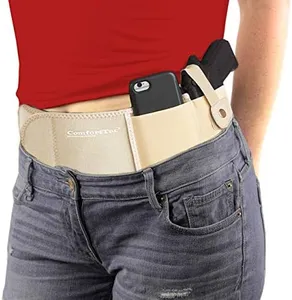 ComfortTac Ultimate Belly Band Holster for Concealed Carry | Fits Smith and Wesson Bodyguard, Shield, Glock 19, 17, 42, 43, P238, Ruger LCP, and Similar Sized Guns | for Men and Women (Nude - L - L)