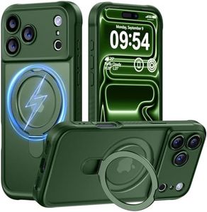 MOCCA Design for iPhone 17 Pro Max Case, Compatible with Magsafe [Premium Invisible Magnetic Ring Stand] [Military Drop Protection] Full Camera Guard Translucent Matte Slim Phone Cover,Dark Green