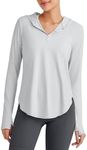 G4Free Hiking Shirts Women Long Sleeve UPF 50+ Cooling Rash Guard Workout Tops Hoodie UV Shirt Athletic Running Fishing Quick Dry (Gray, L)