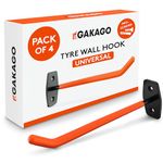 Gakago tyre holder wall mount - 4-piece rim holder wall set incl. screws & dowels with mounting instructions - Extra long tyre wall mount - holder for car tyres & rims for storage