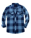 ZENTHACE Heavy Flannel Shirt for Men Heavyweight Brushed Thick Flannel Shirts Mens Buffalo Plaid Long Sleeve Flannel Shirt Blue L