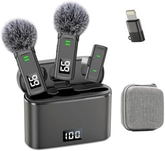 EZColoris 2 Pack Wireless Microphone for iPhone USB C Lav Mic for iPhone 15 Android Phone Video Recording Noise Cancelling Lapel Lavalier Microphone Live Stream Podcast