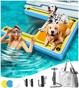Furryplanet Inflatable Dog Pool Water Ramp – 60"x40" Extra Large Boat Ramp for Dogs Up to 240 lbs, Non-Slip Puncture-Resistant Floating Dock Platform, Water Ladder for Lakes, Pools, Boats & Oceans