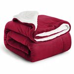 IR Imperial Rooms Sherpa Fleece Blanket Bed Throws Blankets For Sofas Soft Fluffy Thick Blanket Reversible Microfiber Throw (Burgundy, Double (150 x 200 Cm))