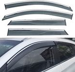 DEAL AUTO ELECTRIC PARTS 4-Piece Set Outside Mount Tape On/Clip On Type Smoke Tinted Sun/Rain Guard Vent Window Visors With Chrome Trim Compatible With 2016-2021 Tucson All Models