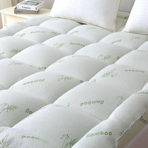 Bamboo Mattress Topper Queen Size, Cooling Extra Thick Breathable Mattress pad with 8-21”Deep Pocket, Soft Quilted Fitted Mattress Cover with Down Alternative Fill,60 x 80 Inch