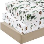 david's kids 3 Pack Fitted Crib Sheets, Ultra Soft Breathable Comfortable Baby Sheet Set for Boys Girls Neutral, 28x52 Inch Fits Standard Crib and Toddler Mattresses, Forest Animals