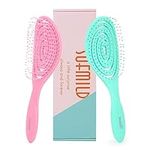 Hair Brush, 2 Pcs Detangling Brush 100% Bio-Friendly Detangler Brush with Soft Bristles for Curly, Straight, Black Natural, Women, Men, Kids Wet and Dry Hair, Glide Through Tangles Knots with Ease