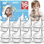 RBUGR 16 Pack Replacement Silicone Spout Compatible with NUK Active and Learner Cups, 100% Silicone Sippy Nipples for 6m+, Sippy Cup Nipple for NUK Learner Cup