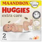 Huggies Extra Care Baby Nappies Size 2 (3-6 kg), Ultra Absorbent, Pack of 160