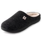 RockDove Men's Sherpa Lined Memory Foam Clog Slipper, Size 6/7 UK Men, Black