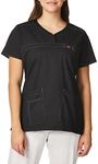 WonderWink Women's Wonderflex Patience Women's Top Medical Scrubs Shirts, Black, Large US